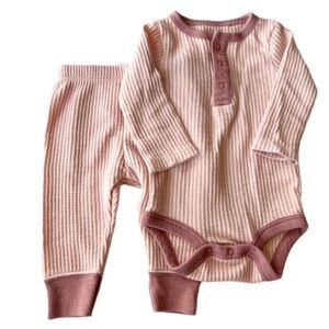 Baby Girls' 2pc Waffle Bodysuit & Pants Set - Cloud Island Pink 0-3 months